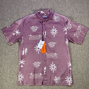 Beardedgoat Surf Oze Print Button Up Shirt Mens Large NWT 100% Cotton